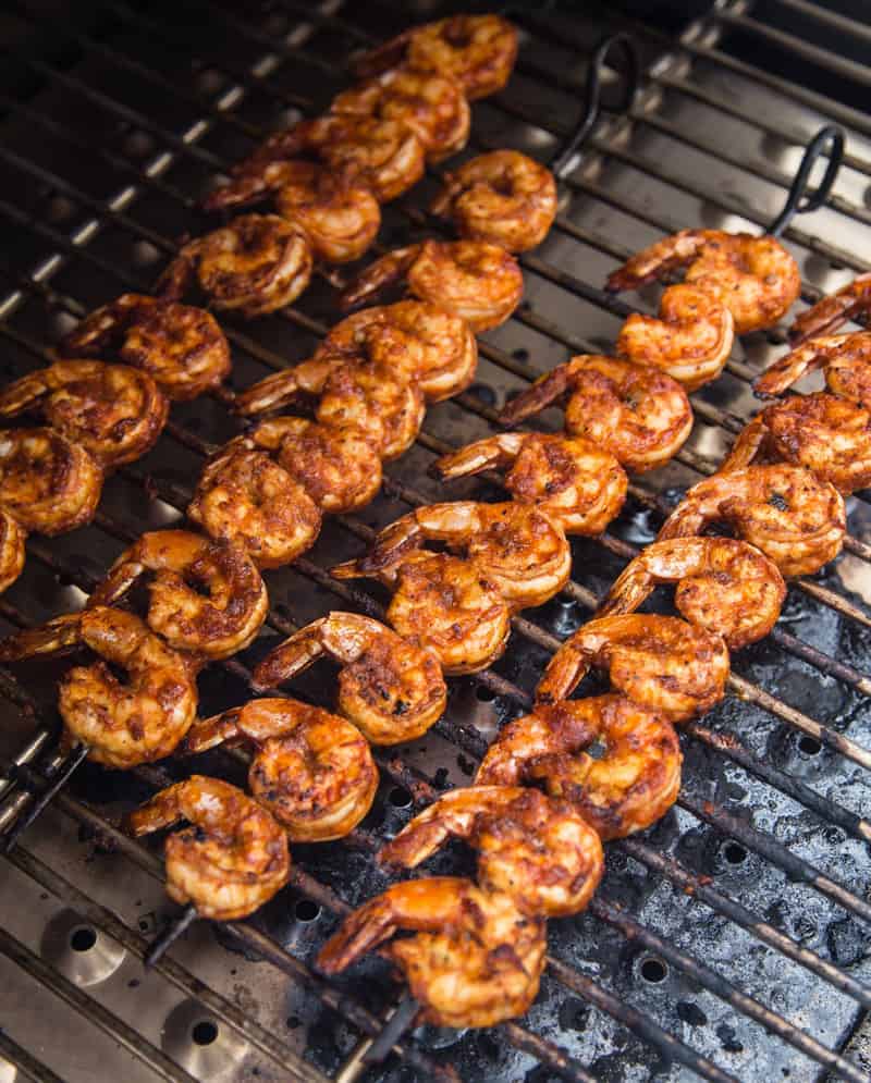 Easy Grilled Chipotle Honey Marinated Shrimp Skewers