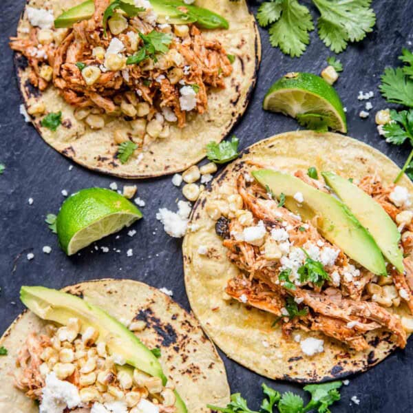 Chipotle Honey Marinated Chicken Tacos on a serving platter