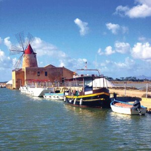 boats and a wind mill