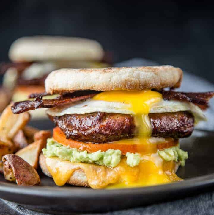 Smoked Sausage Breakfast Sandwich and Bacon - Vindulge