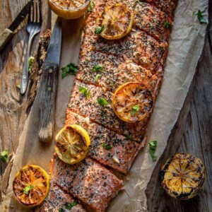 Smoked Salmon Filet with grilled lemon