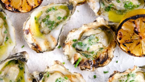 Grilled Oysters with White Wine Butter Sauce