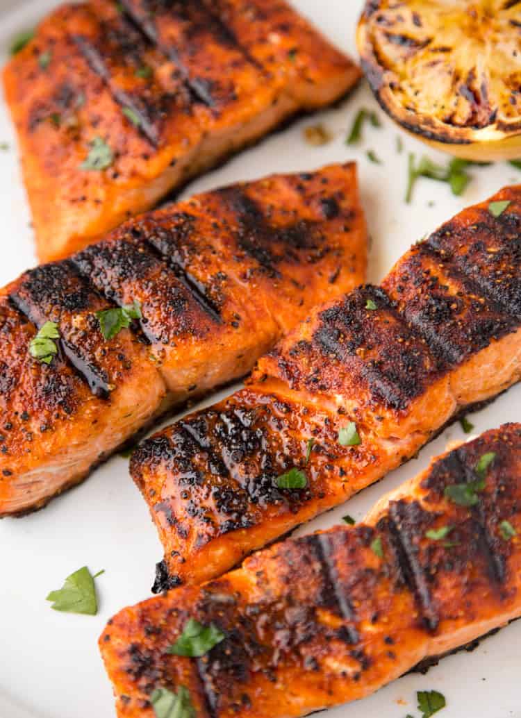 Grilled Salmon With Grilled Lemon 