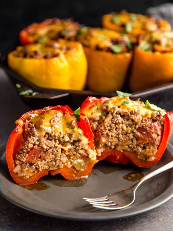 Stuffed Peppers with Ground Beef (on the Grill) - Vindulge