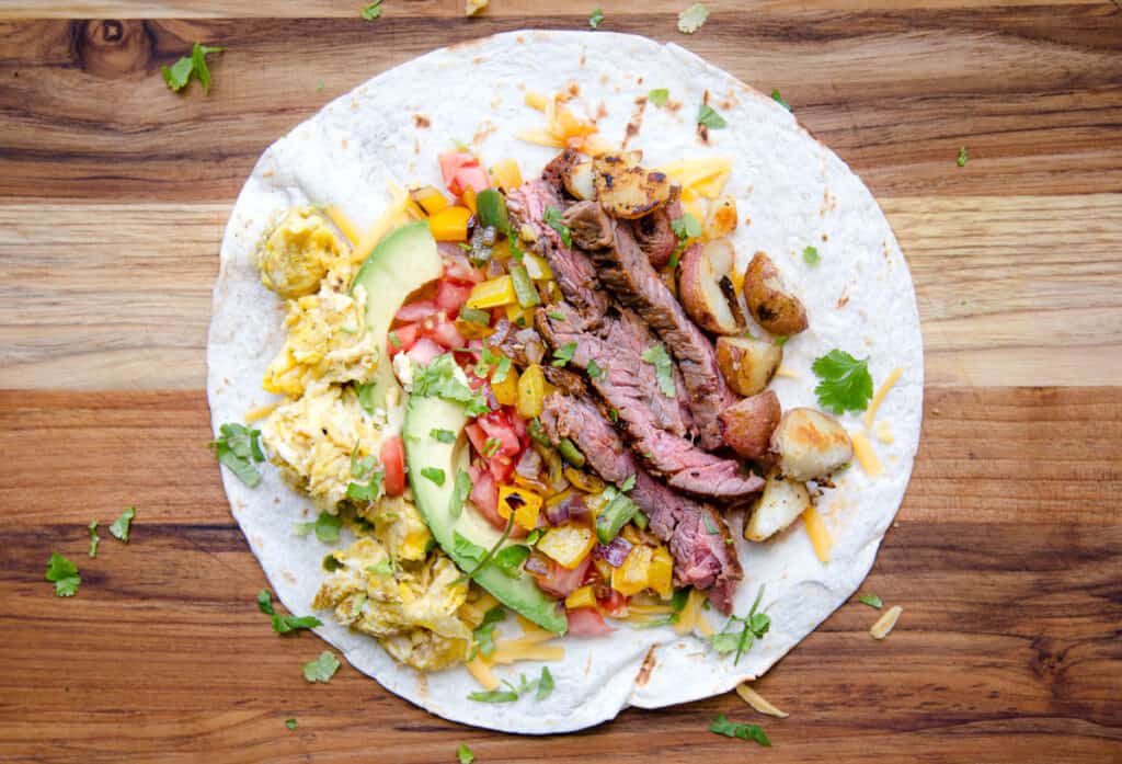 Steak and Egg Breakfast Burrito on the Grill - Vindulge