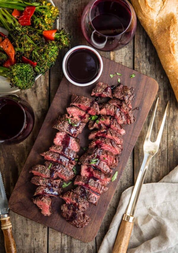 Grilled Hanger Steak with Pinot Noir and Marionberry Glaze Vindulge