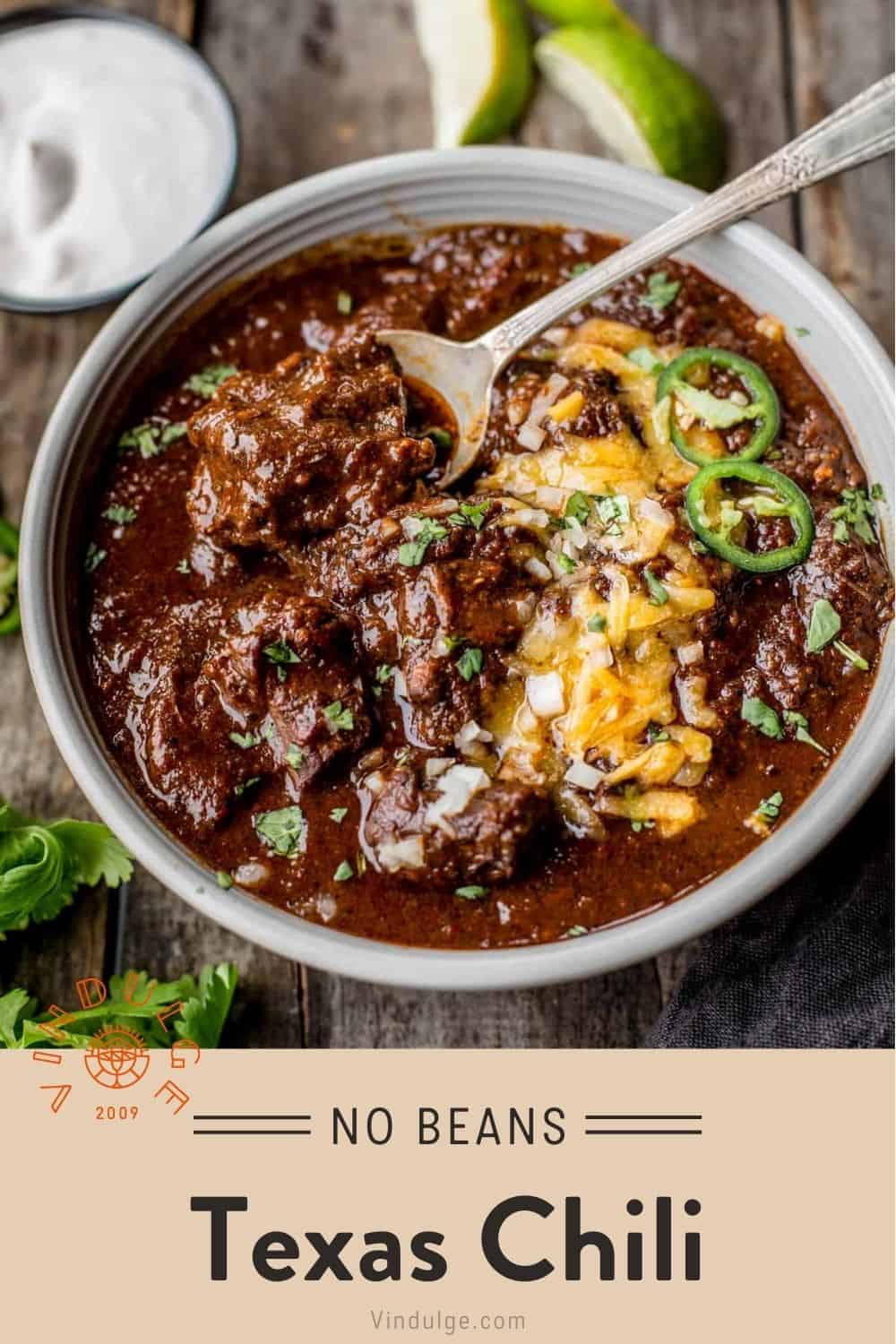 Authentic Texas Chili Recipe - (No Beans) - Vindulge