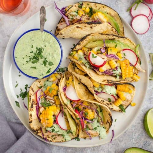 Grilled Corn Tacos Recipe with Chicken and Tarragon Sauce - Vindulge