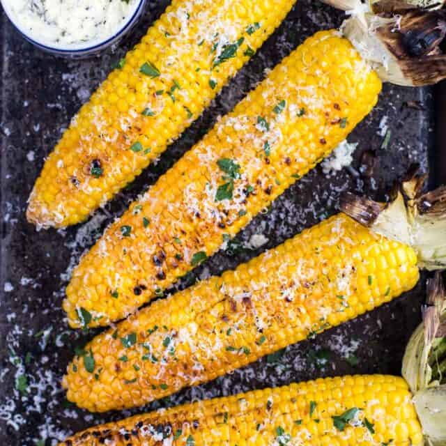 Grilled Corn On The Cob Recipe With Herb Compound Butter - Vindulge