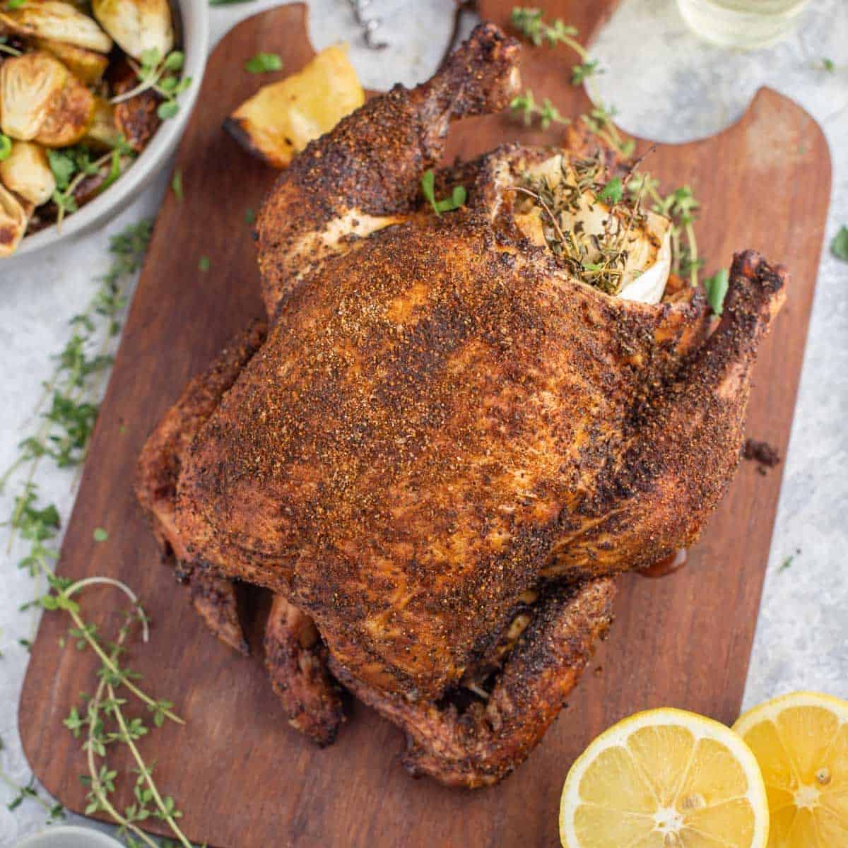 Grilled Whole Chicken (Brine + Dry Rub) - Fit Foodie Finds