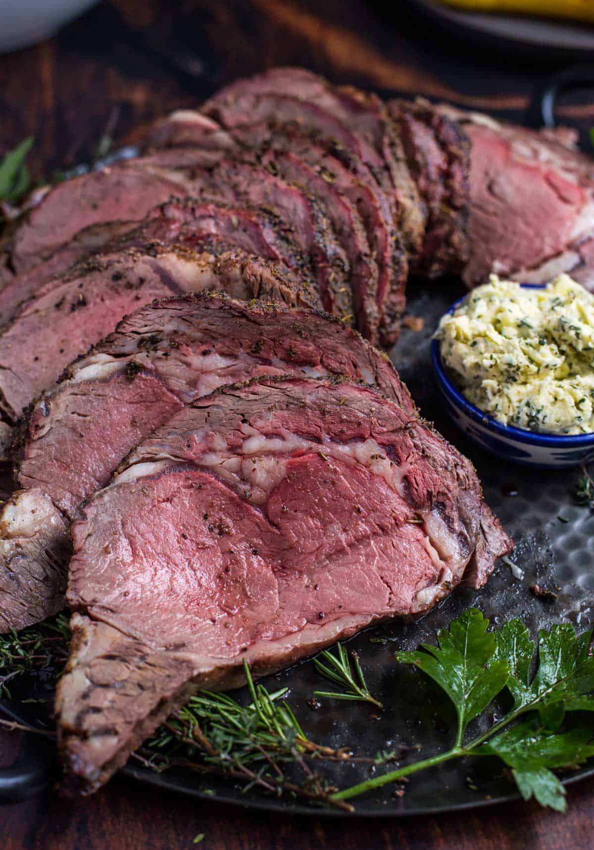 Grilled Prime Rib with Herb Compound Butter - Vindulge