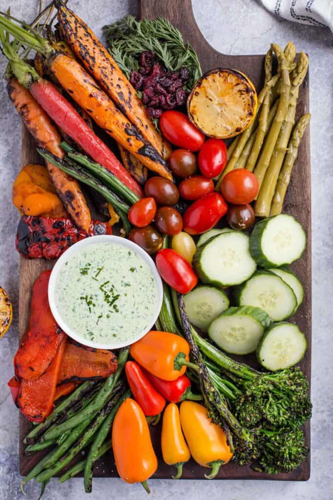 Incredible Grilled Crudité Platter with Tarragon Dipping Sauce - Vindulge