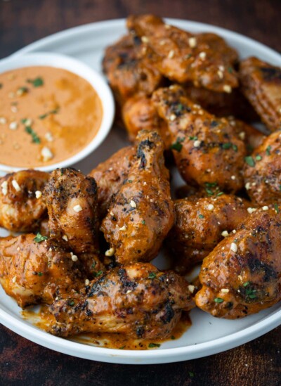 Grilled Chicken Wings with Spicy Peanut Wing Sauce - Vindulge