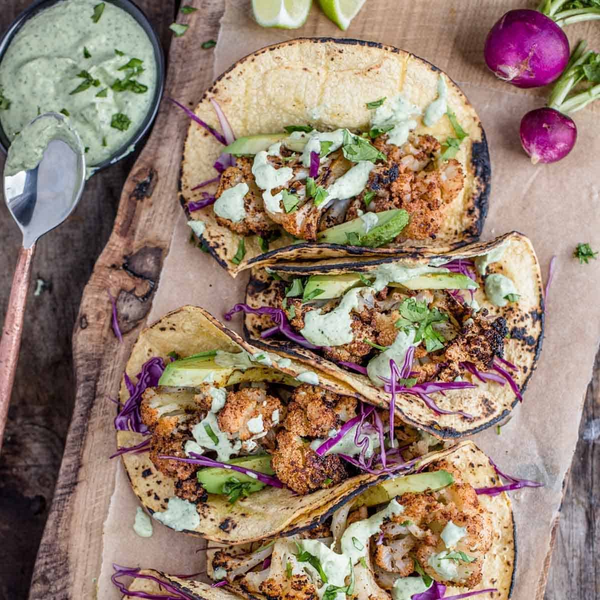 Grilled Cauliflower Tacos - Vindulge