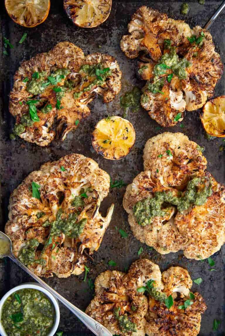 Grilled Cauliflower Steaks with Chimichurri Vindulge