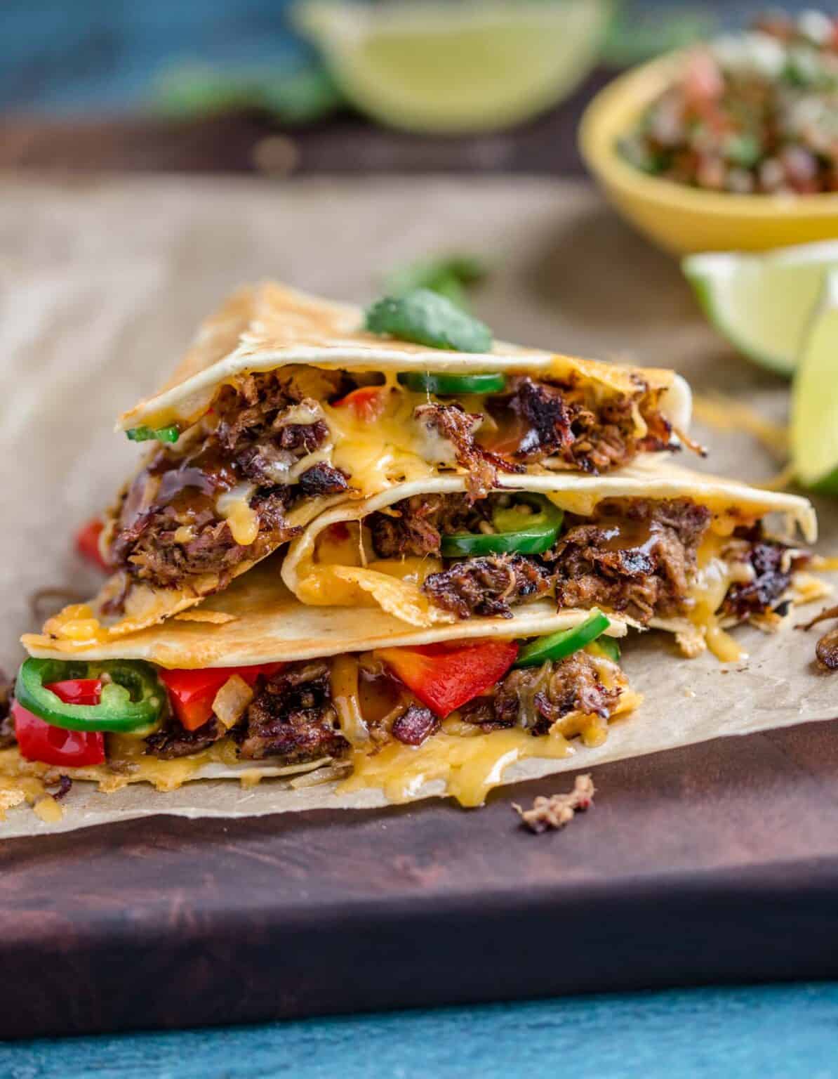 Pulled Beef Quesadillas - Great Leftover Pulled Beef Recipe - Vindulge