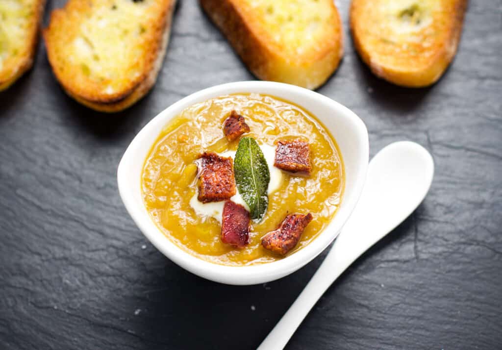 Smoked Butternut Squash Soup with Smoked Bacon - Vindulge