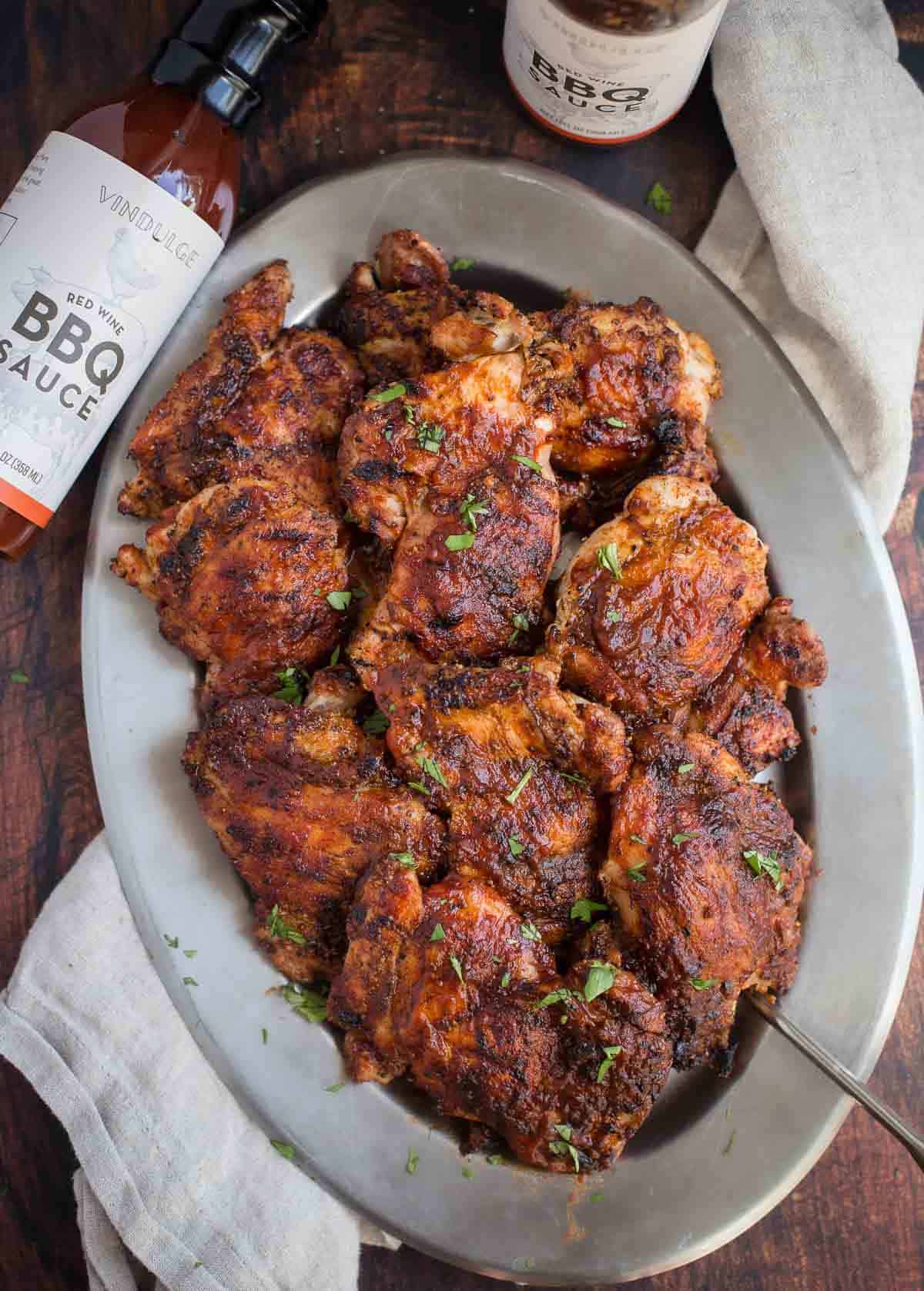 Grilled Boneless And Skinless Chicken Thighs With BBQ Sauce - Vindulge