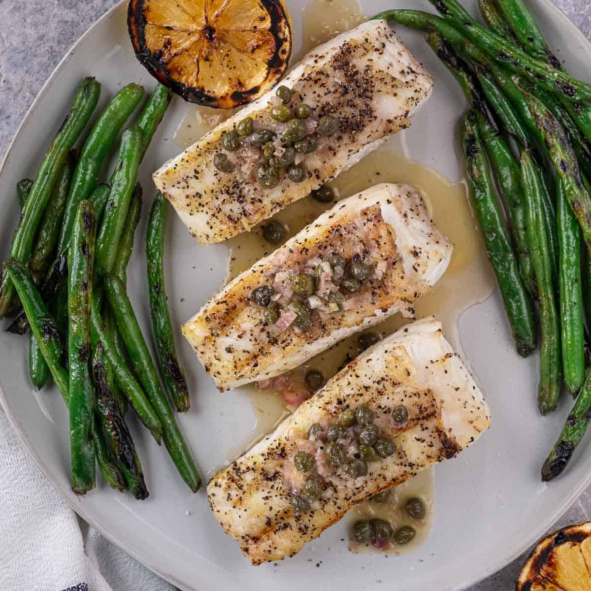 Grilled Halibut With White Wine Butter And Caper Sauce Currently Drinking