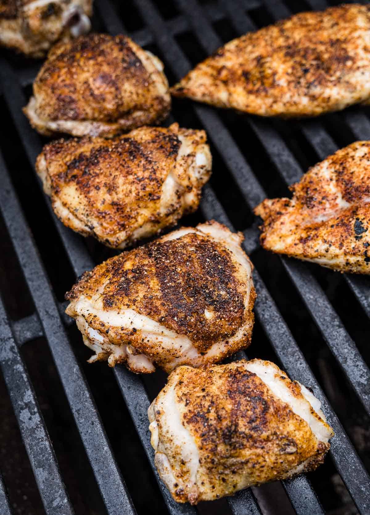 Grilled chicken cooking on a gas grill