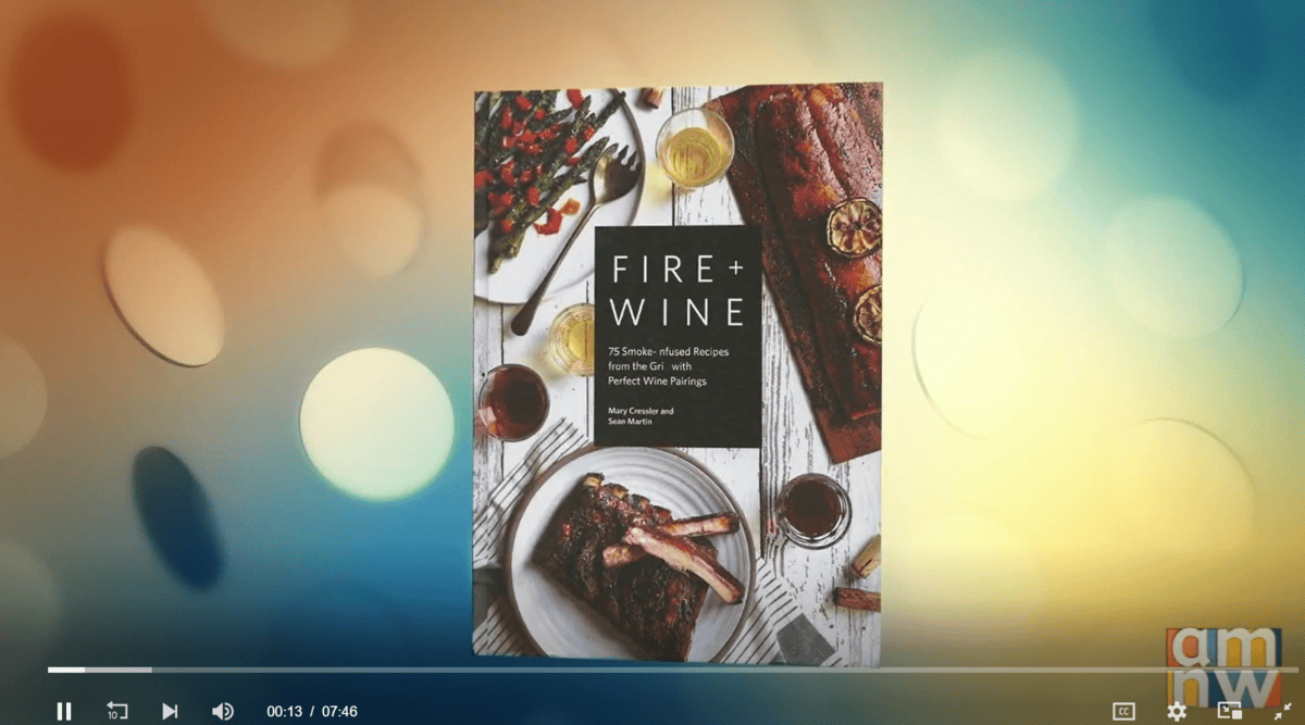 AM northwest cover slide featuring Fire + Wine cookbook with Vindulge.