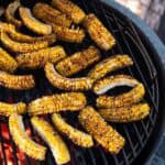 Grilled corn ribs on a Big Green egg over direct heat.